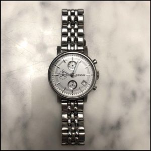 Silver fossil watch